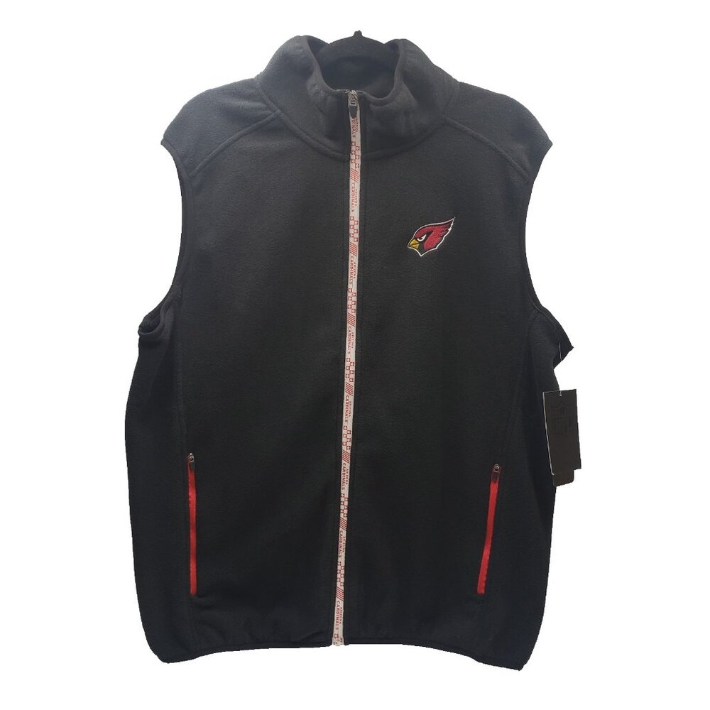 Arizona Cardinals Mens Large Full Zip Fleece Vest Black NFL 7th Collection